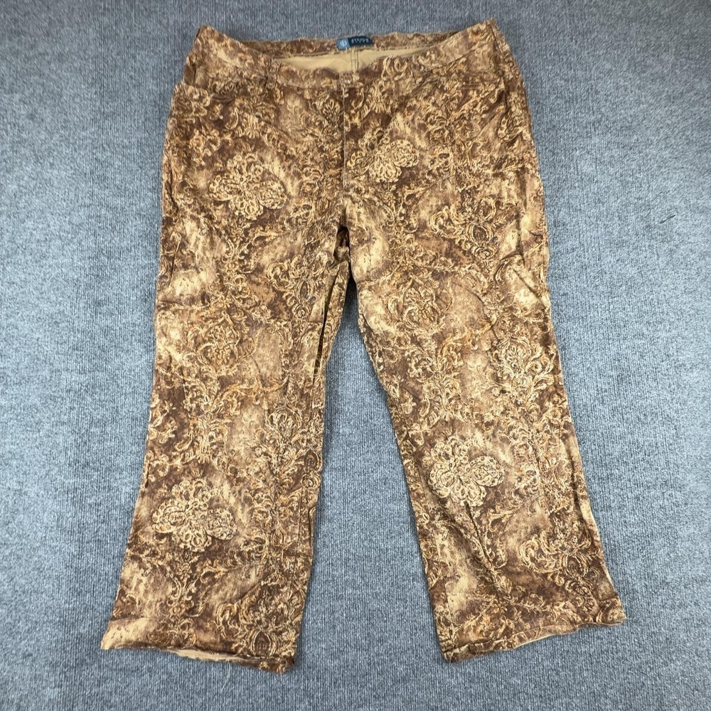 Avenue Blues Pants Womens 24W Brown Paisley Stretch Chino Elastic Waist Pull On